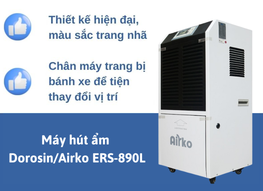 Máy hút ẩm công nghiệp Dorosin Airko ERS-890L thiết kế hiện đại